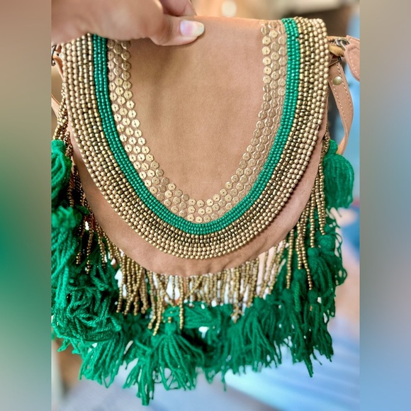 Boho embroidered saddle bag with beaded tassels. Excellent condition! - Picture 3 of 5